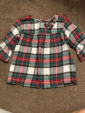 Carter's Red, Green & White Plaid Ruffled Yoke Blouse